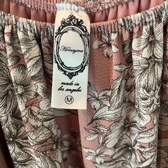 HONEYME WOMENS PINK FLORAL DRESS, SZ M - Picture 3 of 9